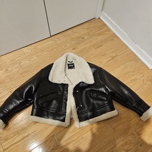 NWOT Zara faux leather moto jacket size XL